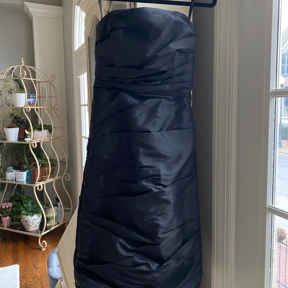 WTOO by Watters & Watters Black Ruched Strapless Wedding Cocktail Dress Size4 - Picture 2 of 10